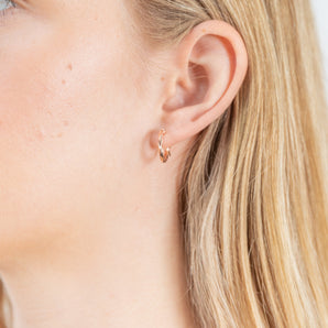 9ct Rose Gold Silver Filled 10mm Twist Hoop Earrings
