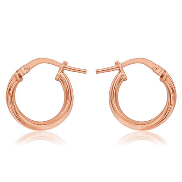 9ct Rose Gold Silver Filled Twist Hoop Earrings in 10mm