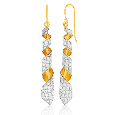 9ct Yellow Gold Silver Filled  Stardust Twistied Drops Earrings