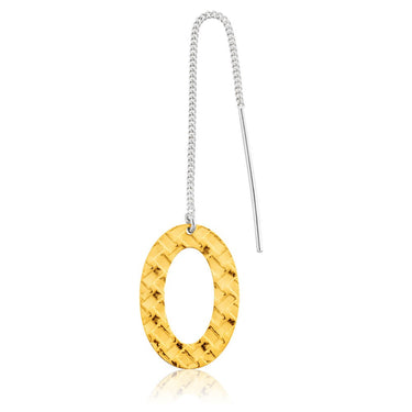 9ct Yellow Gold Silver Filled Oval Threader Earrings