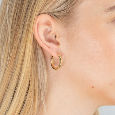 9ct Yellow Gold Silver Filled Diamond Cut 15mm Hoops Earrings
