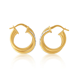 9ct Gold Filled 15mm Stunning Double Hoop Earrings