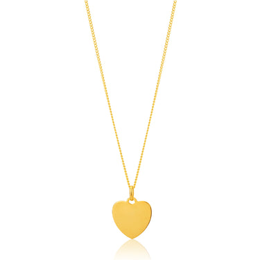 9ct Yellow Gold Silver Filled Plain Heart Pendant in 12mm