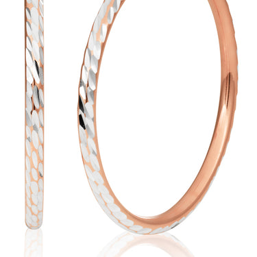 9ct Rose Gold Silver Filled 2x30mm Fancy Hoop Earrings