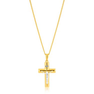 9ct Yellow & White Gold Silver Filled Crucifix