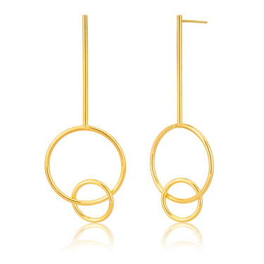 9ct Yellow Gold Silver Filled fancy Dangling Duo Earrings