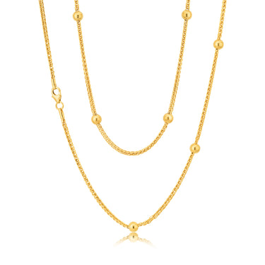 Silverfilled 9ct Yellow Gold Fancy Beads 50cm Chain