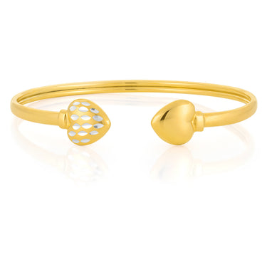 Silverfilled 9ct Yellow Gold Diamond-Cut Flex Heart Bangle