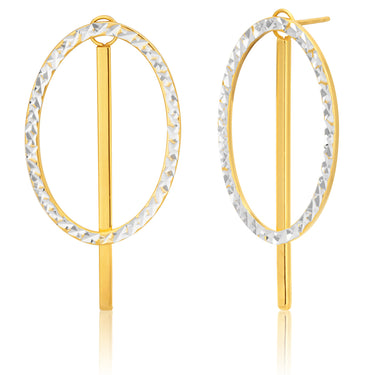 Silverfilled 9ct Two-Tone Fancy Diamond-Cut Earrings