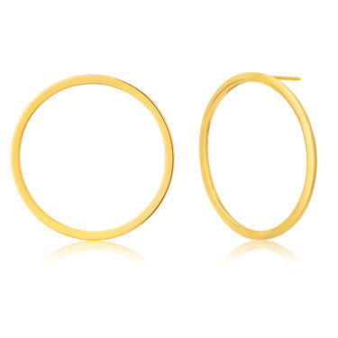 Silverfilled 9ct Yellow Gold Round Cut-Out Stud Earrings