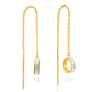 9ct Yellow Gold Stardust Open Circle Thread Silverfilled Earrings