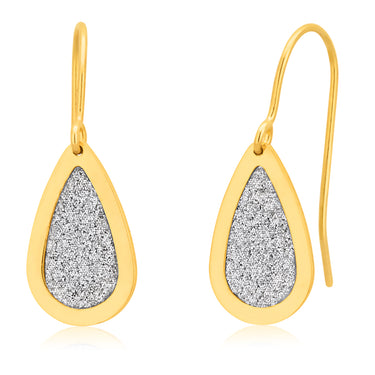 9ct Yellow Gold Silverfilled Teardrop Earrings with Stardust