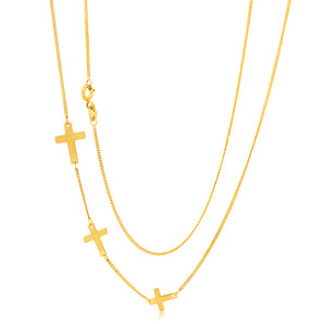 Silverfilled 45cm Sideway Necklace With Three Crosses