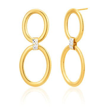 Silverfilled Double Drop Diamond Cut Hoop Earrings