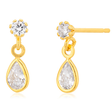 9ct Gold Filled Cubic Zirconia Drop Stud Earrings