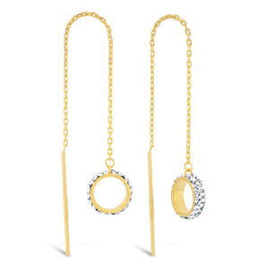 9ct Yellow Gold Filled Circle Crystal Threader Earrings