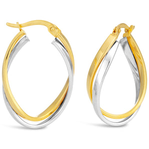 9ct Two-Tone Gold Filled Double Tube Hoop Earrings