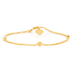 9ct Yellow Gold Filled 19cm Belcher Heart Charm Bracelet