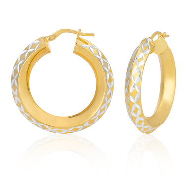 9ct Gold Filled 20mm Diamond Cut Hoop Earrings