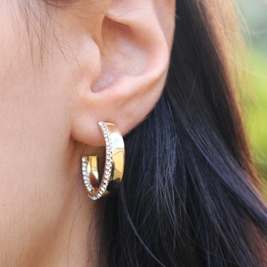 9ct Yellow Gold Silver Filled Half Hoop Earrings