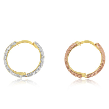9ct Yellow Gold Silver Filled Diamond Cut 11mm Sleeper Earrings