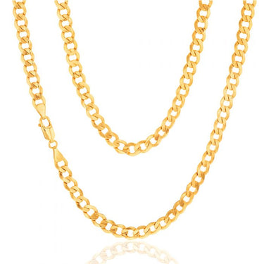 9ct Yellow Gold Silverfilled Flat curb 160 Gauge 55cm Chain