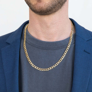 9ct Yellow Gold Silverfilled Flat curb 160 Gauge 55cm Chain