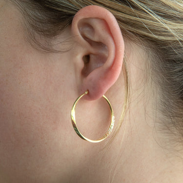 9ct Yellow Gold  Silver Filled Twisted Diamond Cut 30mm Hoop Earrings