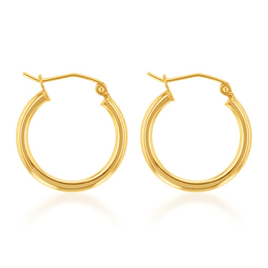 9ct Yellow Gold Silverfilled Plain 15mm Hoop