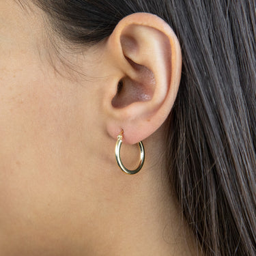 9ct Yellow Gold Silverfilled Plain 15mm Hoop