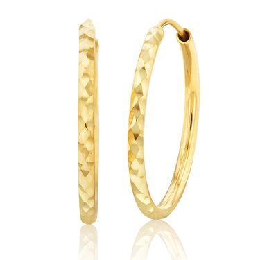 9ct Yellow Gold Silver Filled Diamond Cut 20mm Sleeper Earrings