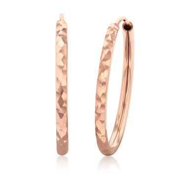 9ct Silverfilled Rose Gold Diamond Cut 20mm Sleeper Earrings