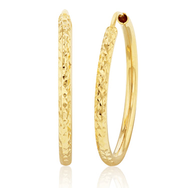 9ct Yellow Gold Silver Filled Diamond Cut 20mm Sleeper Earrings