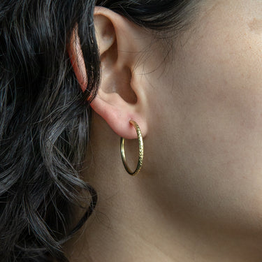 9ct Yellow Gold Silver Filled Diamond Cut 20mm Sleeper Earrings