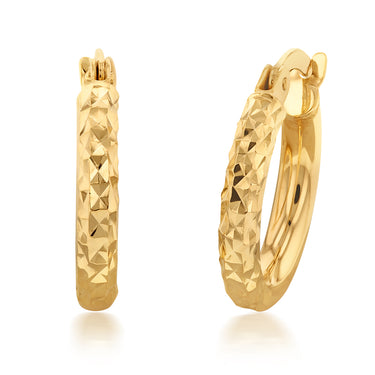 9ct Yellow Gold Silver Filled Fancy Hoop Earrings