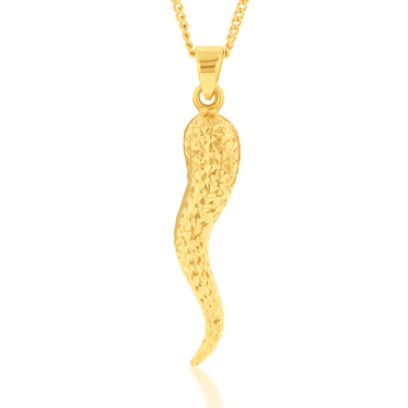 9ct Silverfilled Yellow Gold Italian Horn Pendant 30mm