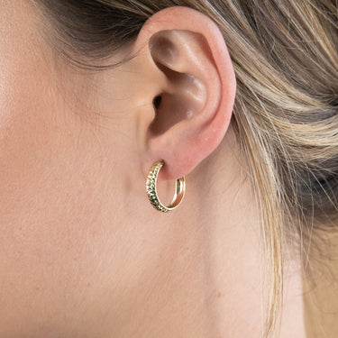 9ct Yellow Gold Silverfilled Diamond Cut 15mm Hoop Earrings