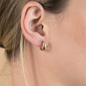 9ct Yellow Gold Silverfilled Diamond Cut 10mm Hoop Earrings