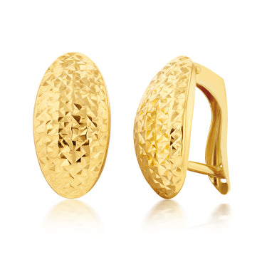 9ct Yellow Gold Silver Filled Patterned broad front Hoop Earrings