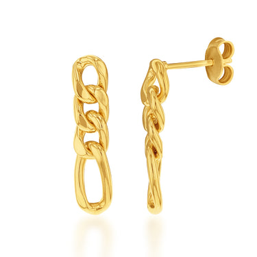 9ct Silverfilled Yellow Gold Curb Link Drop Earrings