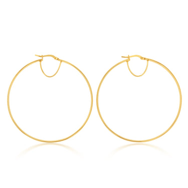 9ct Silverfilled Yellow Gold Plain 50mm Hoop Earrings