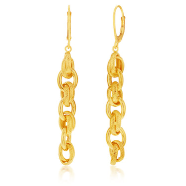 9ct Yellow Gold Silver Filled Link Drop Earrings