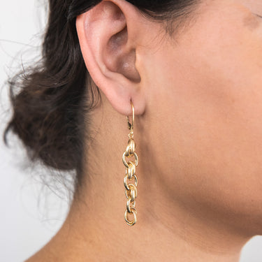 9ct Yellow Gold Silver Filled Link Drop Earrings