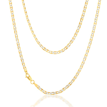 9ct Silverfilled White And Yellow Gold Anchor 45cm Chain