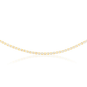 9ct Silverfilled Yellow And White Gold Anchor 50cm Chain