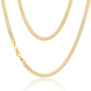 9ct Two Tone Gold Silver Filled Double Curb 45cm Chain