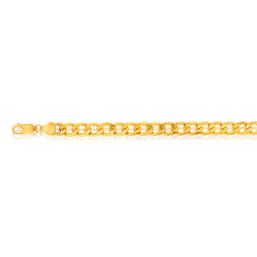 9ct Yellow Gold Silverfilled Flat Curb 200 Gauge 23cm Bracelet