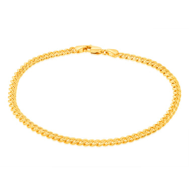 9ct Yellow Gold Silverfilled Curb 100 Gauge 21cm Bracelet