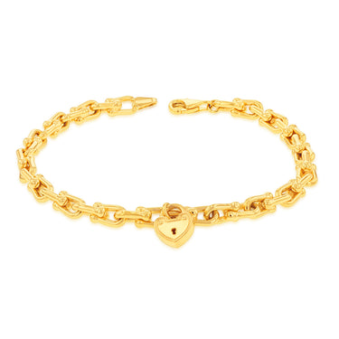 9ct Yellow Gold Silverfilled Lock On 19cm Bracelet
