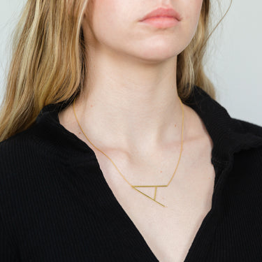 9ct Yellow Gold Silverfilled Initial "A" Pendant on 42+3cm Chain